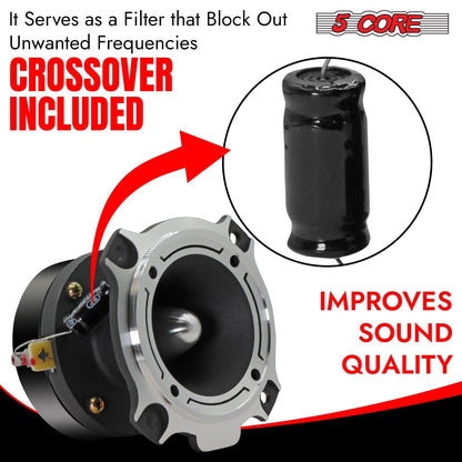 5 Core Tweeters Speakers Car Audio Pair 600W Combined Peak 4 Ohm 3.5 Inch Aluminum Super Bullet Tuiters Para Sonido Para Carro - TW BLT 180 CH PAIR - 7DAY'S