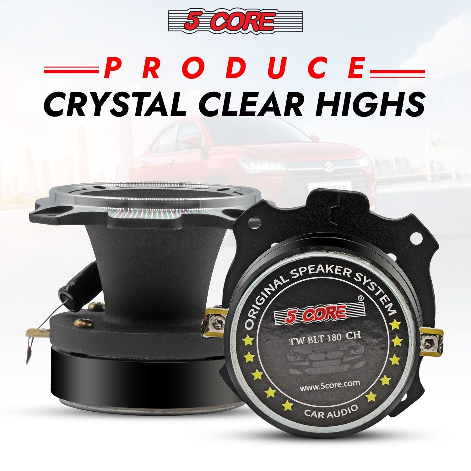 5 Core Tweeters Speakers Car Audio Pair 600W Combined Peak 4 Ohm 3.5 Inch Aluminum Super Bullet Tuiters Para Sonido Para Carro - TW BLT 180 CH PAIR - 7DAY'S