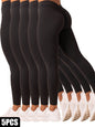 5 Pack Women's Solid Color Hip - raising High - waisted V - back Waist Seamed Yoga Fitness Tights, Women - Butt Lift High Waisted Tummy Control Yoga Pants - Workout Running Leggings - 7DAY'S