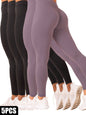5 Pack Women's Solid Color Hip - raising High - waisted V - back Waist Seamed Yoga Fitness Tights, Women - Butt Lift High Waisted Tummy Control Yoga Pants - Workout Running Leggings - 7DAY'S
