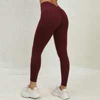 5 Pack Women's Solid Color Hip - raising High - waisted V - back Waist Seamed Yoga Fitness Tights, Women - Butt Lift High Waisted Tummy Control Yoga Pants - Workout Running Leggings - 7DAY'S