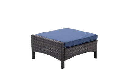 5 Piece Outdoor Patio Furniture Set,All Weather PE Rattan Conversation Chairs with Armrest and Removable Cushions,Ottomans and Storage Coffee Table for Poolside Garden Balcony Deck - 7DAY'S