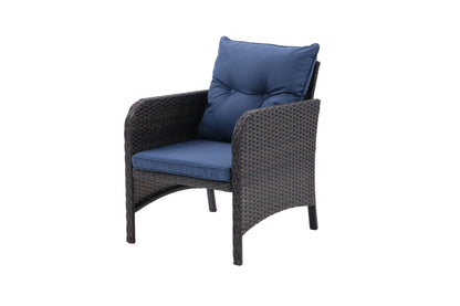 5 Piece Outdoor Patio Furniture Set,All Weather PE Rattan Conversation Chairs with Armrest and Removable Cushions,Ottomans and Storage Coffee Table for Poolside Garden Balcony Deck - 7DAY'S