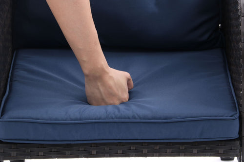 5 Piece Outdoor Patio Furniture Set,All Weather PE Rattan Conversation Chairs with Armrest and Removable Cushions,Ottomans and Storage Coffee Table for Poolside Garden Balcony Deck - 7DAY'S