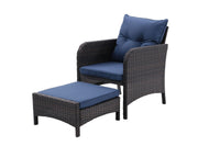 5 Piece Outdoor Patio Furniture Set,All Weather PE Rattan Conversation Chairs with Armrest and Removable Cushions,Ottomans and Storage Coffee Table for Poolside Garden Balcony Deck - 7DAY'S