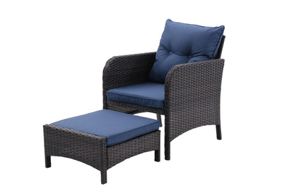 5 Piece Outdoor Patio Furniture Set,All Weather PE Rattan Conversation Chairs with Armrest and Removable Cushions,Ottomans and Storage Coffee Table for Poolside Garden Balcony Deck - 7DAY'S