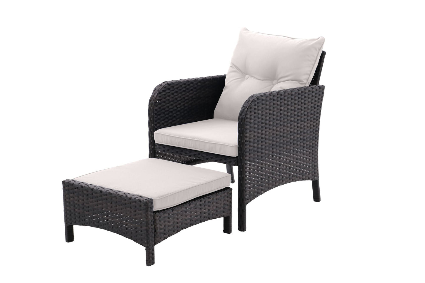 5 Piece Outdoor Patio Furniture Set,All Weather PE Rattan Conversation Chairs with Armrest and Removable Cushions,Ottomans and Storage Coffee Table for Poolside Garden Balcony Deck - 7DAY'S