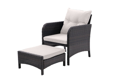 5 Piece Outdoor Patio Furniture Set,All Weather PE Rattan Conversation Chairs with Armrest and Removable Cushions,Ottomans and Storage Coffee Table for Poolside Garden Balcony Deck - 7DAY'S