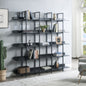 5 Tier Bookcase Home Office Open Bookshelf, Vintage Industrial Style Shelf with Metal Frame, MDF Board - 7DAY'S