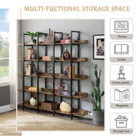 5 Tier Bookcase Home Office Open Bookshelf, Vintage Industrial Style Shelf with Metal Frame, MDF Board - 7DAY'S