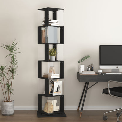 5 tier Rotating Bookshelf, Floor Rack Simple Bookcase with Acrylic plate Student Multi - Function Creative Bookshelf for Living Room with anti - toppling base - 7DAY'S