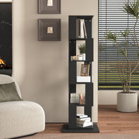 5 tier Rotating Bookshelf, Floor Rack Simple Bookcase with Acrylic plate Student Multi - Function Creative Bookshelf for Living Room with anti - toppling base - 7DAY'S