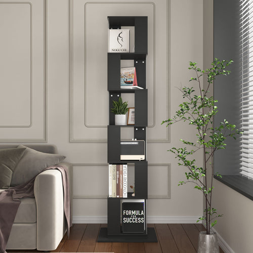 5 tier Rotating Bookshelf, Floor Rack Simple Bookcase with Acrylic plate Student Multi - Function Creative Bookshelf for Living Room with anti - toppling base - 7DAY'S