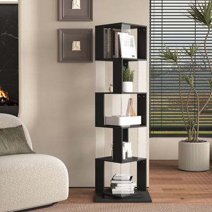5 tier Rotating Bookshelf, Floor Rack Simple Bookcase with Acrylic plate Student Multi - Function Creative Bookshelf for Living Room with anti - toppling base - 7DAY'S