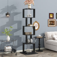 5 tier Rotating Bookshelf, Floor Rack Simple Bookcase with Acrylic plate Student Multi - Function Creative Bookshelf for Living Room with anti - toppling base - 7DAY'S