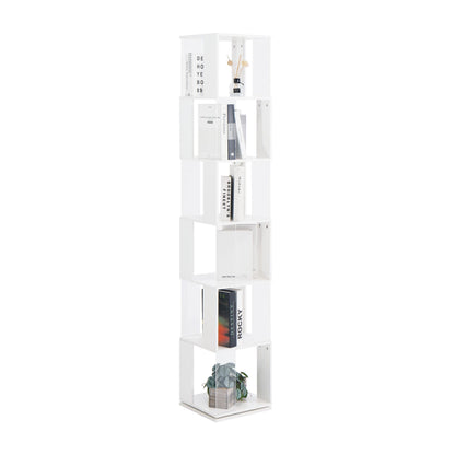 5 tier Rotating Bookshelf, Floor Rack Simple Bookcase with Acrylic plate Student Multi - Function Creative Bookshelf for Living Room with anti - toppling base - 7DAY'S