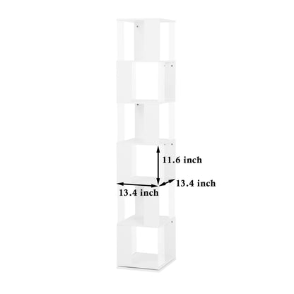 5 tier Rotating Bookshelf, Floor Rack Simple Bookcase with Acrylic plate Student Multi - Function Creative Bookshelf for Living Room with anti - toppling base - 7DAY'S