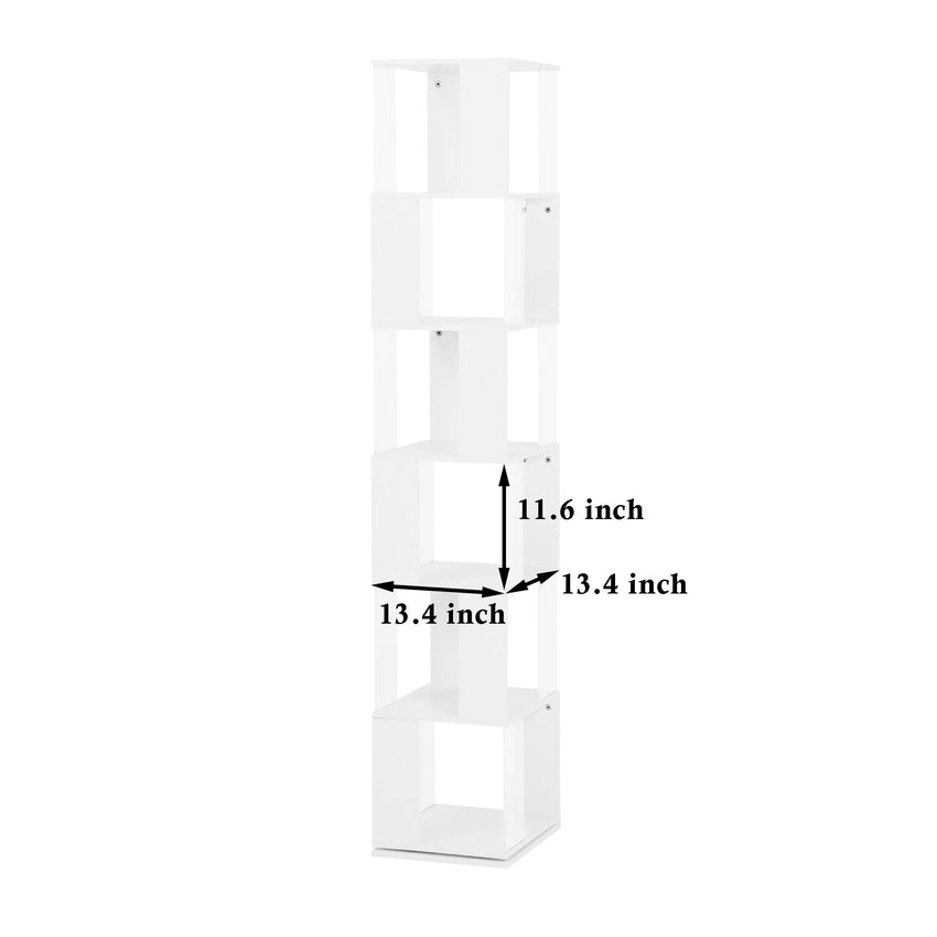 5 tier Rotating Bookshelf, Floor Rack Simple Bookcase with Acrylic plate Student Multi - Function Creative Bookshelf for Living Room with anti - toppling base - 7DAY'S