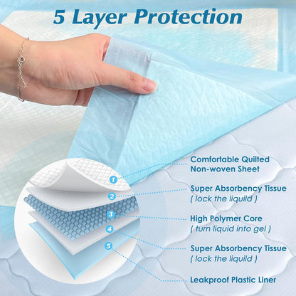 50 Count 30” x 36” Super Absorbency Disposable Underpads, Leakproof Quick Drying, Baby Puppy & Adults Bed Pads Disposable Adults, Dog Pee Pads Extra Large, XXL Incontinence Pads - 7DAY'S