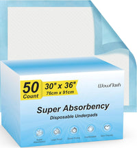 50 Count 30” x 36” Super Absorbency Disposable Underpads, Leakproof Quick Drying, Baby Puppy & Adults Bed Pads Disposable Adults, Dog Pee Pads Extra Large, XXL Incontinence Pads - 7DAY'S