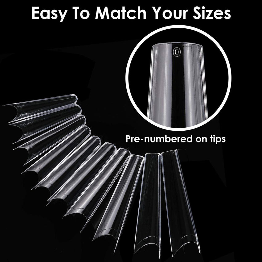 500Pcs False Nail Tips C Curve Half Cover French Nails Extra Long Fake Finger Nails For Nail Art Salons Home DIY 10 Sizes - 7DAY'S