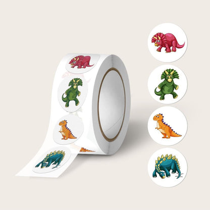 500pcs/roll Round Dinosaur Stickers for Kids Teacher Reward Stickers School Supplies Animal Incentive Roll Sticker - 7DAY'S