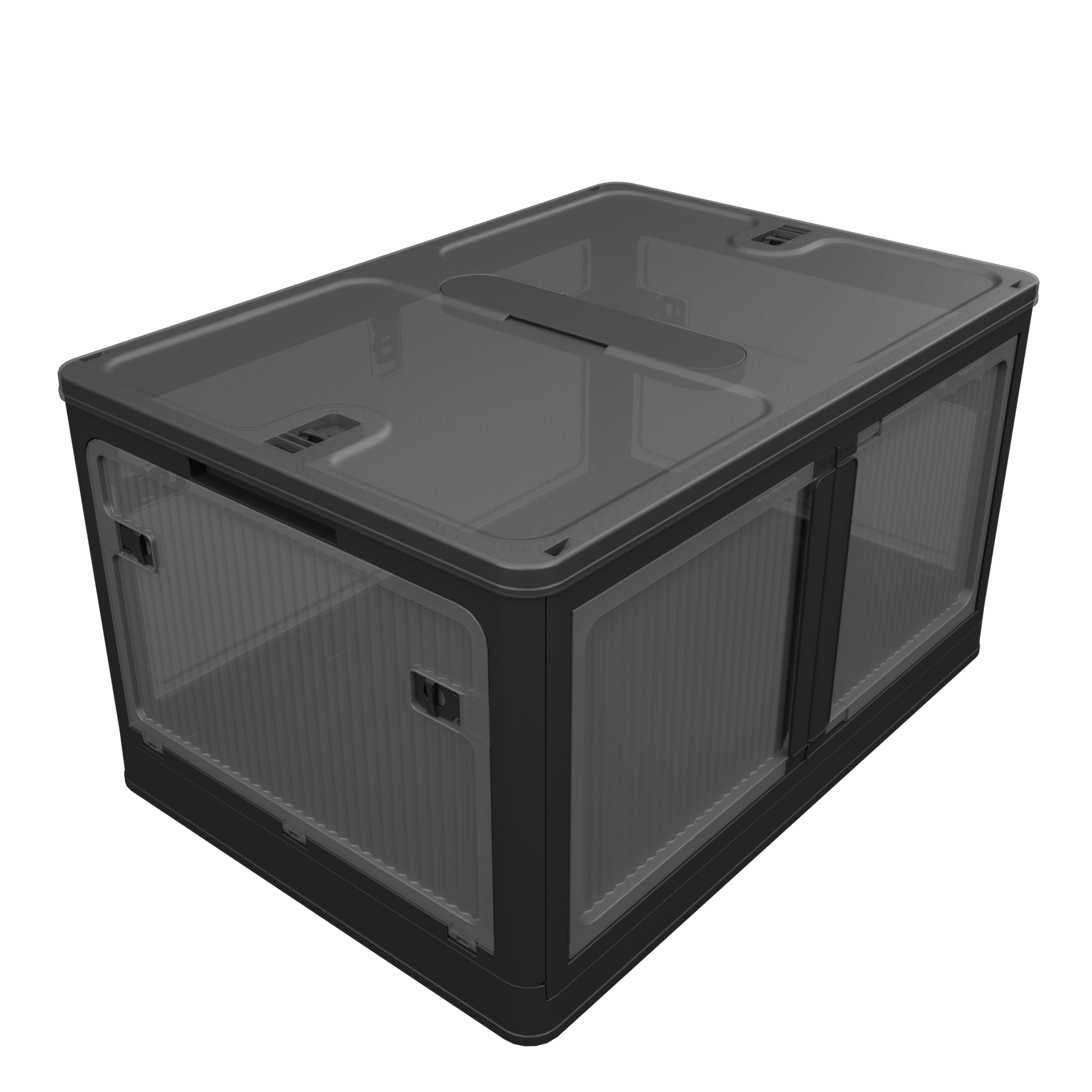 506QT 4 - Pack Transparent Stackable Storage Bins with 5 Doors to Open with Wheels, Folding Plastic Craft Containers Large Closet Organizers Box for Bedrooms Living Rooms Study Kids' Toys, Black - 7DAY'S