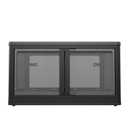 506QT 4 - Pack Transparent Stackable Storage Bins with 5 Doors to Open with Wheels, Folding Plastic Craft Containers Large Closet Organizers Box for Bedrooms Living Rooms Study Kids' Toys, Black - 7DAY'S
