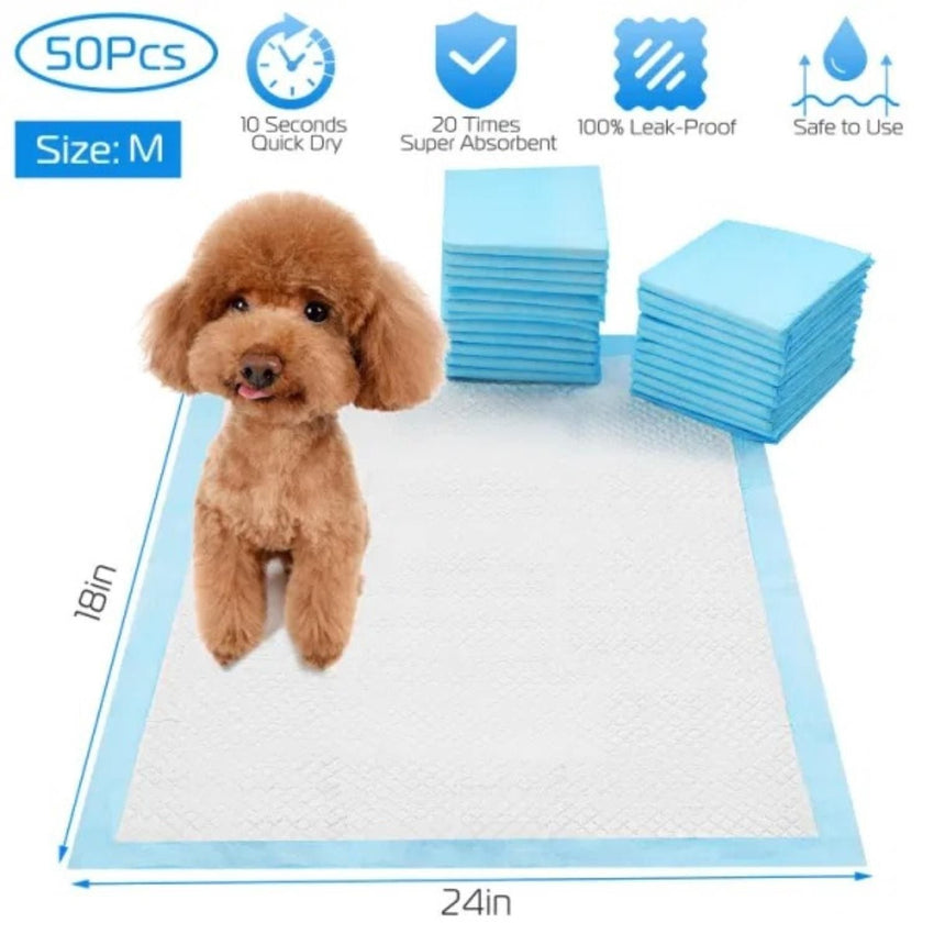 50Pcs/Set Dog Training Pads Puppy Pee Pads Cat Wee Mats 24x18In M - 7DAY'S