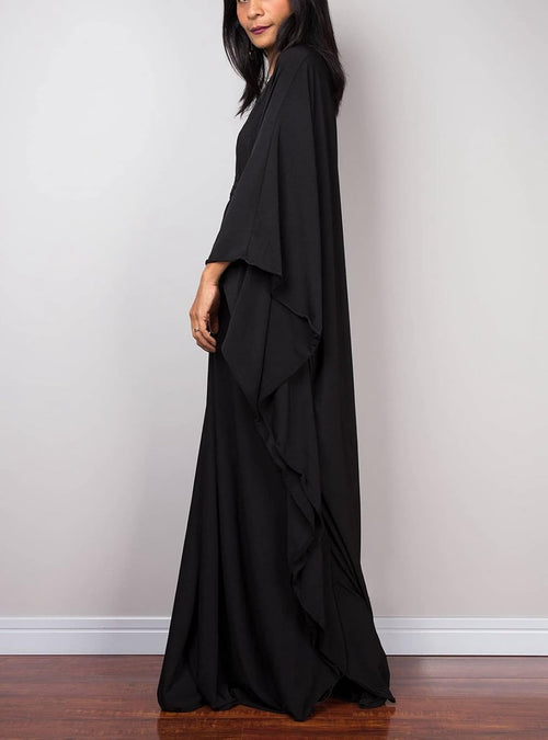 RanRui Caftans for Women Solid Color Chiffon Plus Size Kaftan Dresses Beach Cover Up V Neck Batwing Sleeve Caftans Loungewear