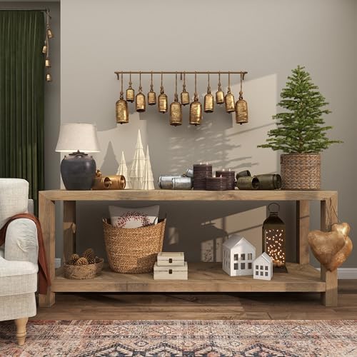 Deco 79 Gold Metal Tibetan Inspired Decorative Giant XL Cow Bells with Jute Hanging Rope, Set of 3 10",8",6"H - Cylindrical