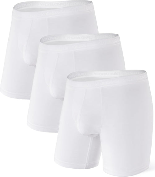 DAVID ARCHY Men's Underwear Ultra Soft Modal Dual Pouch Trunks Ball Pouch Bulge Enhancing Boxer Briefs for Men 3 or 4 Pack