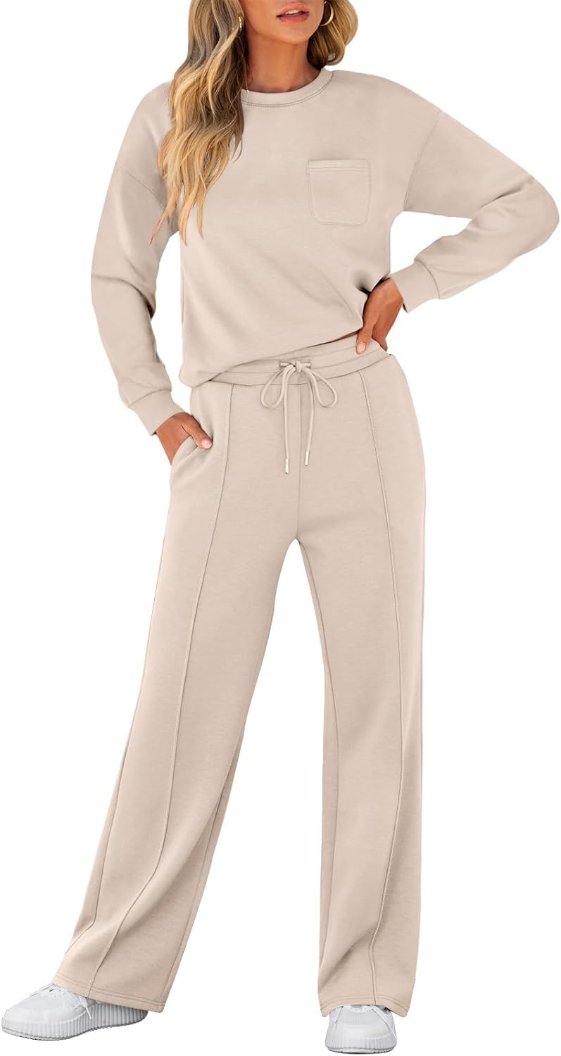 ANRABESS Women 2 Piece Set Long Sleeve Sweatsuit Sweatpants Tracksuit Sweat Casual Matching 2025 Travel Fall Trendy Outfits