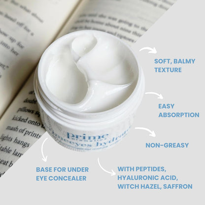 PRIME PROMETICS PrimeEyes Hydrate Under Eye Cream for Mature Women – Hydrating Eye Cream for Dark Circles and Wrinkle Repair – Soft, Glowing & Healthy Under Eyes