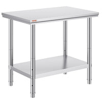 Vevor Mophorn Stainless Steel Work Table 36x24 Inch with 4 Wheels, Casters Heavy Duty Food Prep Worktable for Commercial Kitchen Restaurant, Silver
