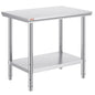 Vevor Mophorn Stainless Steel Work Table 36x24 Inch with 4 Wheels, Casters Heavy Duty Food Prep Worktable for Commercial Kitchen Restaurant, Silver