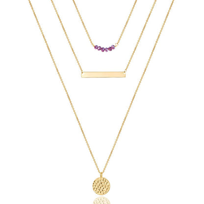 Turandoss Dainty Layered Choker Necklace, Handmade Y Pendant Necklace Multilayer Bar Disc Necklace Adjustable Layering Choker Necklaces for Women