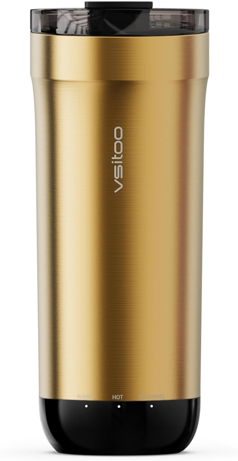 VSITOO S5 heated travel mug,16oz, Auto-Sensing AI Heats Drinks To 120-150°F Hands-Free. Temperature Control for All Cars, Perfect for Home/Office/Travel/Outdoor, Ideal Gift for Coffee Lovers - Red