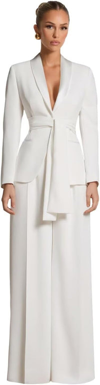 Pant Suits for Women Dressy Casual 2 Piece Womens Suit with Belt Elegant Womens Suits for Wedding Guest Prom