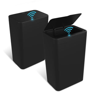 Naisu 2 Pack 4 Gal Bathroom Trash Can with Lid,Automatic Garbage Can with Touchless and Sealed Design,Slim Motion Sensor Waterproof Plastic Trash Bin Suitable for Bedrooms,Bathrooms,Kitchens,（Black）