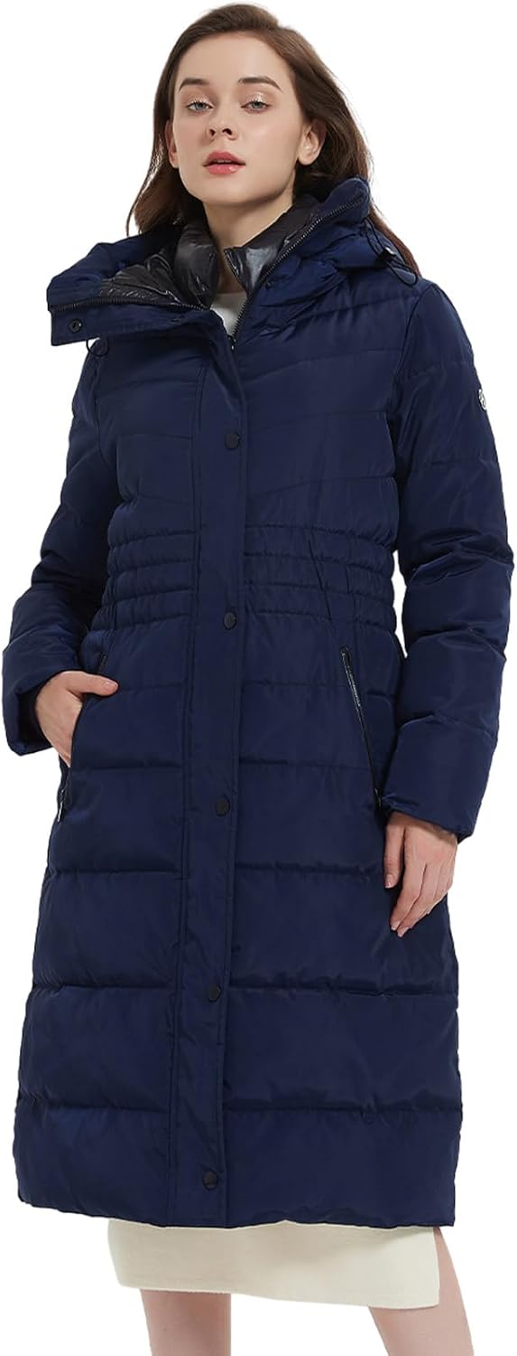 IKAZZ Women's Winter Coats, Thickened Warm Insulated Vegan Down Long Parka Jacket with Hood