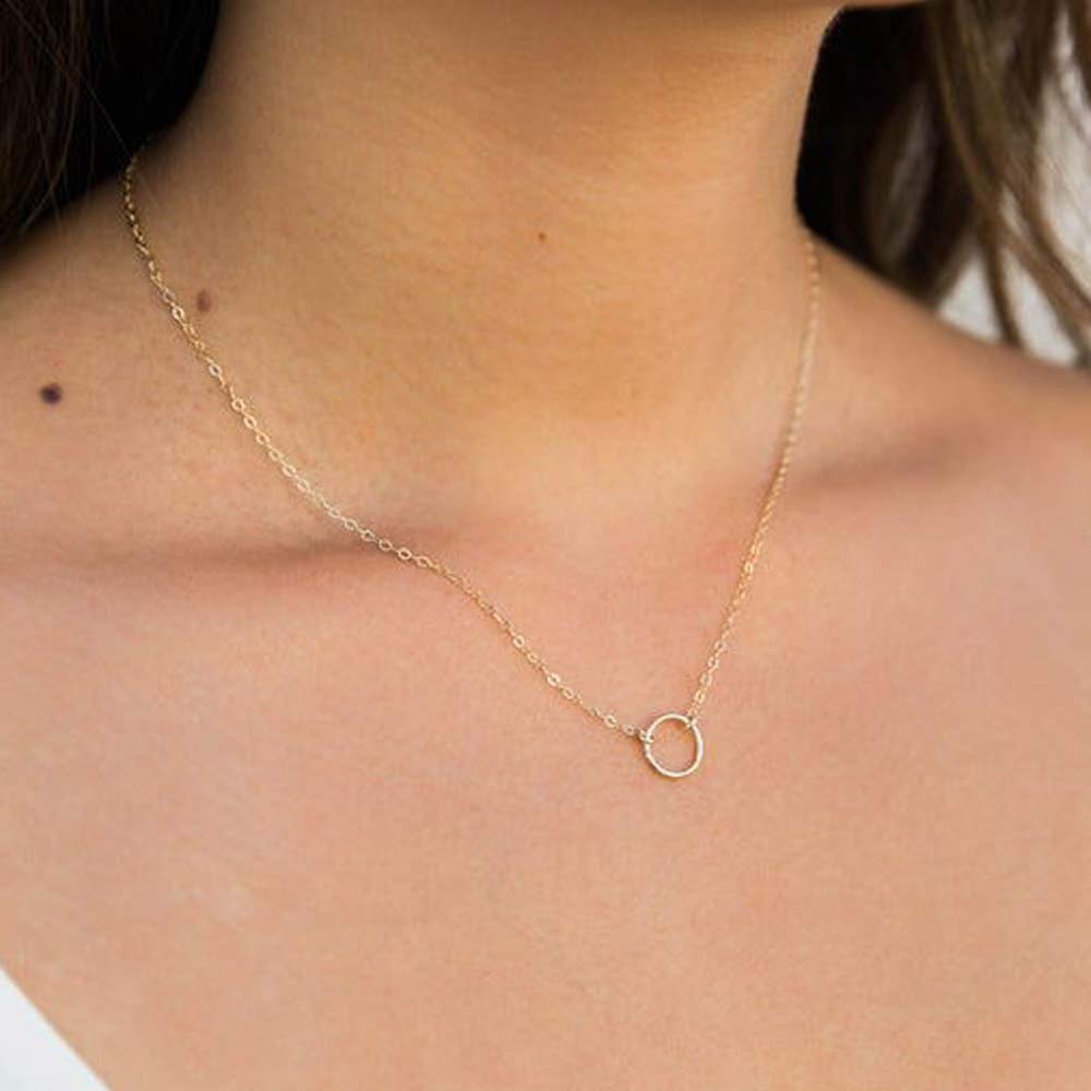 Turandoss Dainty Layered Choker Necklace, Handmade Y Pendant Necklace Multilayer Bar Disc Necklace Adjustable Layering Choker Necklaces for Women