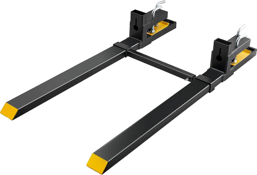 VEVOR Pallet Forks, 4000 lbs Clamp on Pallet Forks, 60" Total Length Heavy Duty Pallet Forks with Adjustable Stabilizer Bar, Tractor Bucket Forks for Loader Bucket Skid Steer Tractor