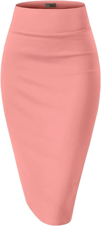 Hybrid & Company Women's Techno/Scuba Stretchy Office Pencil Skirt Made in USA