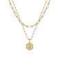 M MOOHAM Dainty Initial Necklaces for Women, 14K-Gold-Plated Layering Necklace for Women Cute Hexagon Letter Initial Necklace Layered Necklaces for Womens Teen Girl Gifts