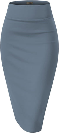 Hybrid & Company Women's Techno/Scuba Stretchy Office Pencil Skirt Made in USA