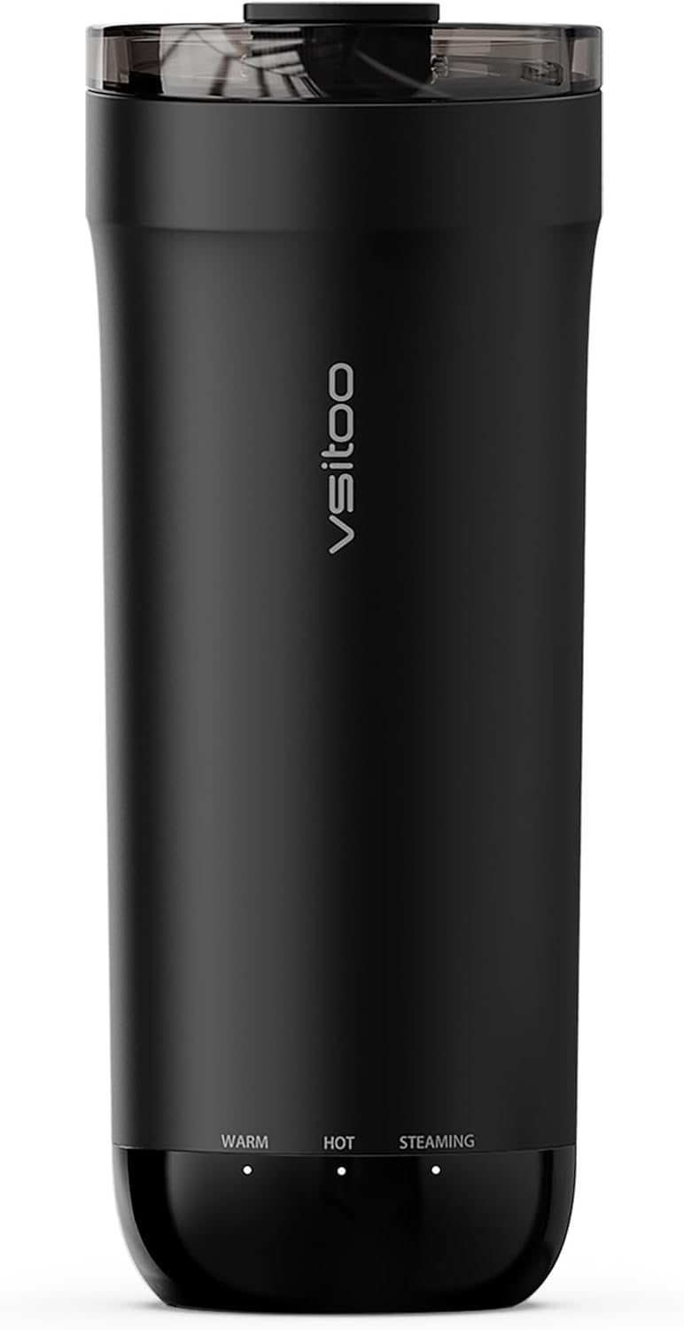 VSITOO S5 heated travel mug,16oz, Auto-Sensing AI Heats Drinks To 120-150°F Hands-Free. Temperature Control for All Cars, Perfect for Home/Office/Travel/Outdoor, Ideal Gift for Coffee Lovers - Red