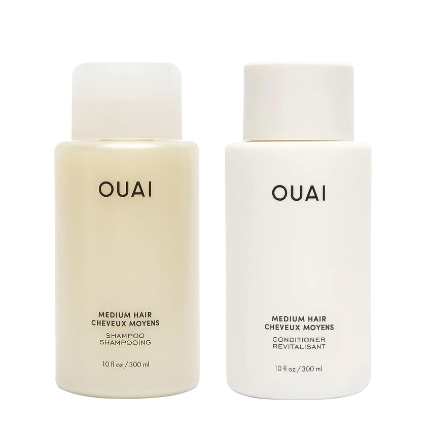 OUAI Fine Shampoo and Conditioner Set - Sulfate Free Shampoo and Conditioner for Women & Men - Made with Keratin, Marshmallow Root, Shea Butter & Avocado Oil - Free of Parabens & Phthalates (10 Fl Oz)