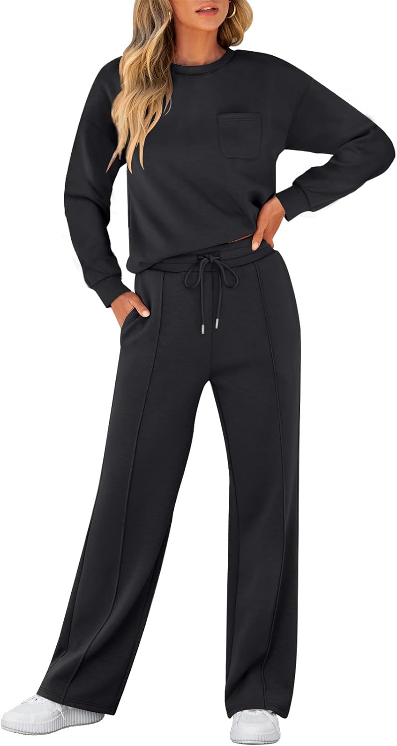 ANRABESS Women 2 Piece Set Long Sleeve Sweatsuit Sweatpants Tracksuit Sweat Casual Matching 2025 Travel Fall Trendy Outfits