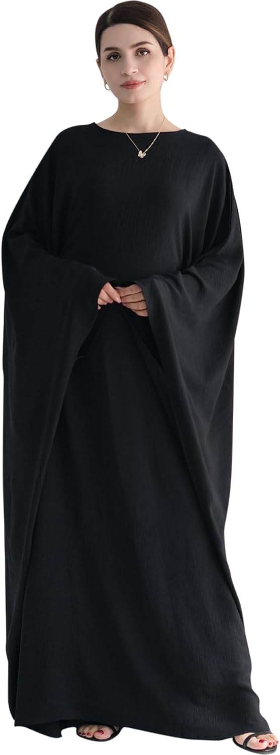 Women Muslim Abaya Dress 1Piece Bat Sleeve Islamic Maxi Robe Fashion Jilbab for Women Eid Kaftan Muslim Robe